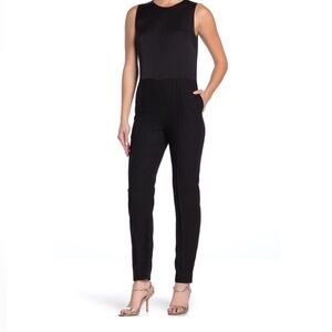 Diane Von Furstenberg Melody Black Classic Satin Jumpsuit Size S